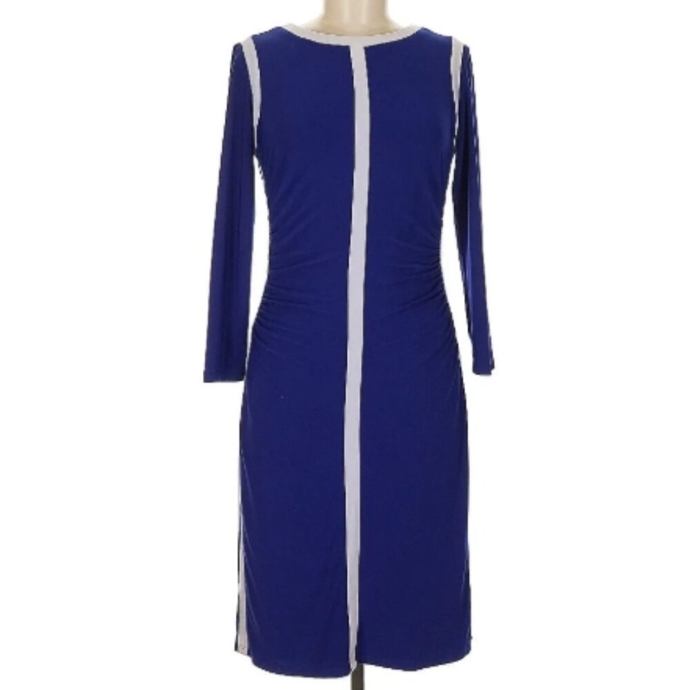 Lauren Ralph Lauren Blue Colorblock Ruched Sheath Dress – Size 6